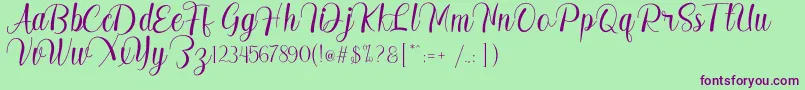 Madelyn Font – Purple Fonts on Green Background