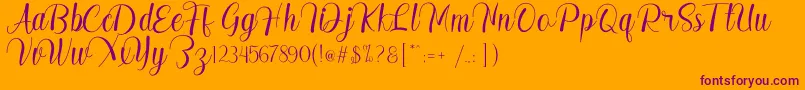 Madelyn-Schriftart – Violette Schriften auf orangefarbenem Hintergrund