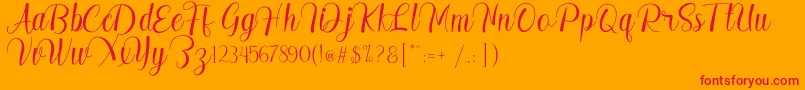 Madelyn-Schriftart – Rote Schriften auf orangefarbenem Hintergrund