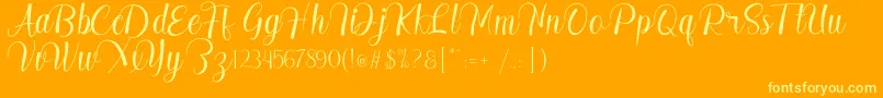 Madelyn-Schriftart – Gelbe Schriften auf orangefarbenem Hintergrund