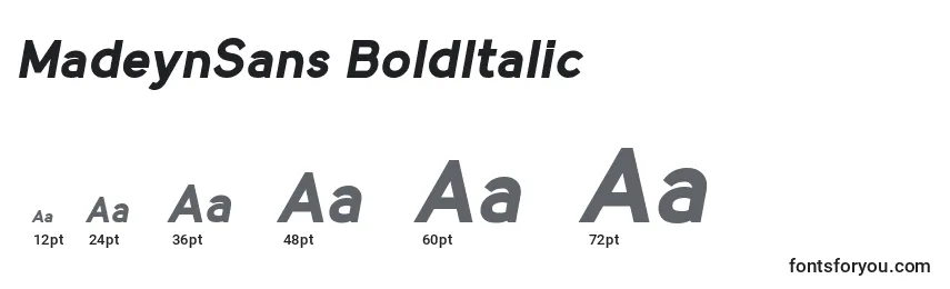 Größen der Schriftart MadeynSans BoldItalic