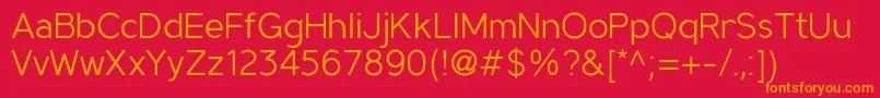 Fonte MadeynSans Light – fontes laranjas em um fundo vermelho