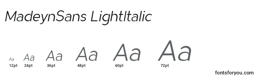 Größen der Schriftart MadeynSans LightItalic