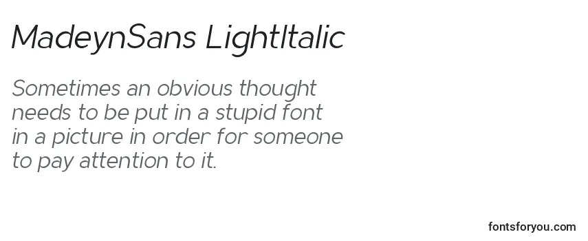 Review of the MadeynSans LightItalic Font