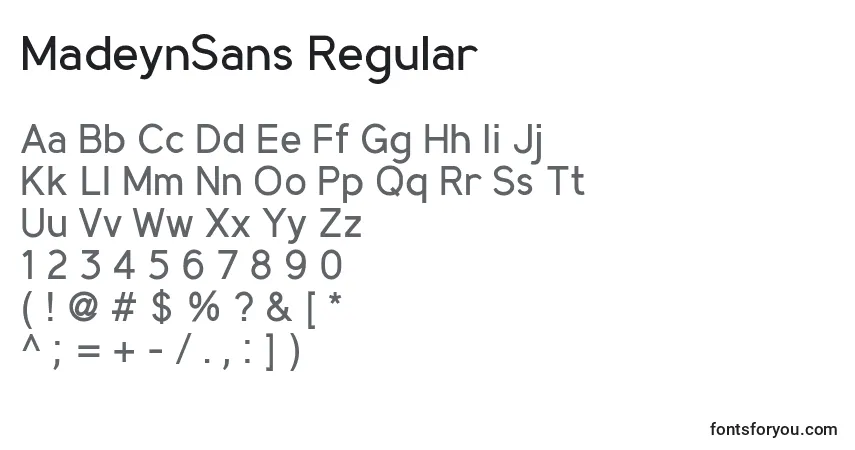 Schriftart MadeynSans Regular – Alphabet, Zahlen, spezielle Symbole