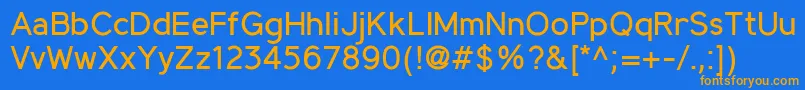 MadeynSans Regular-Schriftart – Orangefarbene Schriften auf blauem Hintergrund
