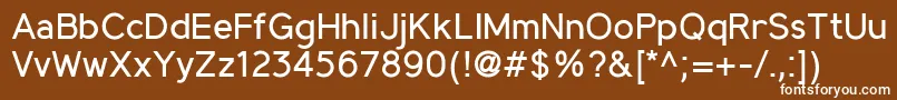 MadeynSans Regular-Schriftart – Weiße Schriften auf braunem Hintergrund