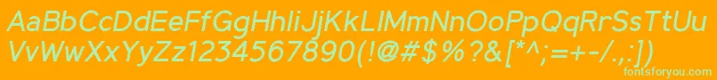 MadeynSans RegularItalic-Schriftart – Grüne Schriften auf orangefarbenem Hintergrund