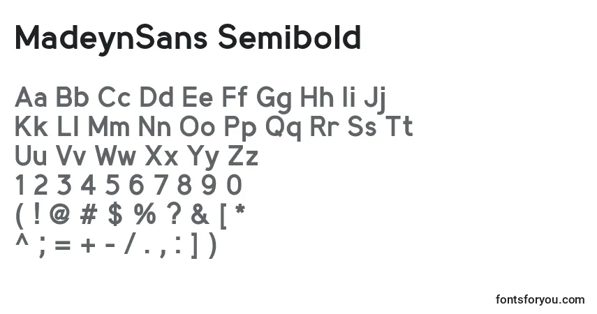 Czcionka MadeynSans Semibold – alfabet, cyfry, specjalne znaki