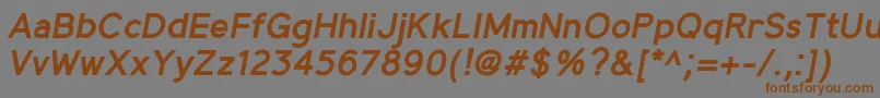 Weitere Informationen zur MadeynSans SemiboldItalic-Schriftart MadeynSans SemiboldItalic-Schriftart – Braune Schriften auf grauem Hintergrund