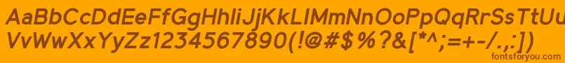Lisätietoja MadeynSans SemiboldItalic-fontista MadeynSans SemiboldItalic-fontti – ruskeat fontit oranssilla taustalla