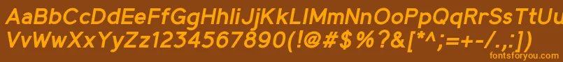 Fonte MadeynSans SemiboldItalic – fontes laranjas em um fundo marrom