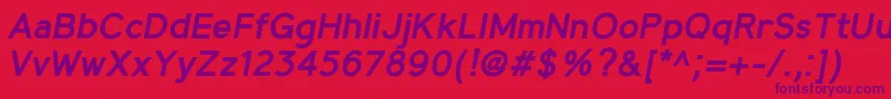 MadeynSans SemiboldItalic-Schriftart – Violette Schriften auf rotem Hintergrund
