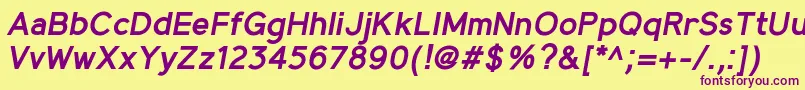 MadeynSans SemiboldItalic Font – Purple Fonts on Yellow Background