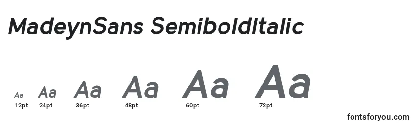 Größen der Schriftart MadeynSans SemiboldItalic