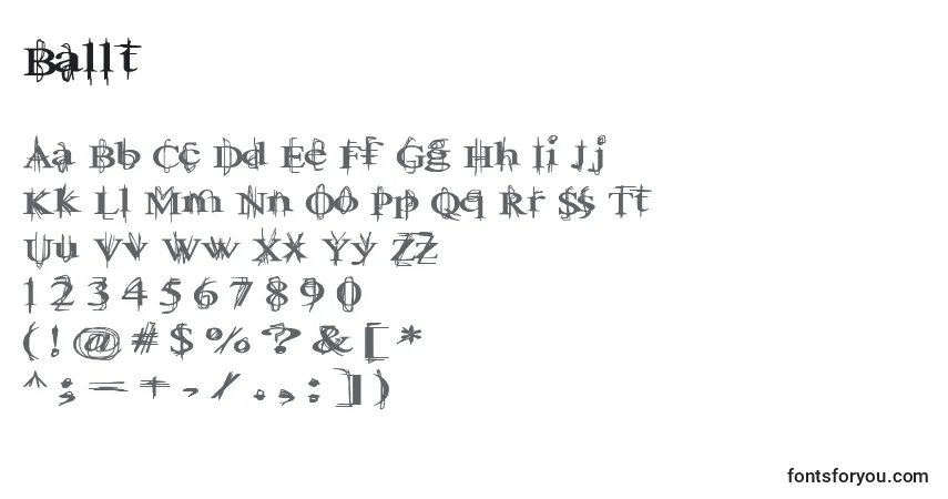 Шрифт Ballt – алфавит, цифры, специальные символы