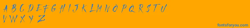 MADFAITH   DEMO-Schriftart – Blaue Schriften auf orangefarbenem Hintergrund