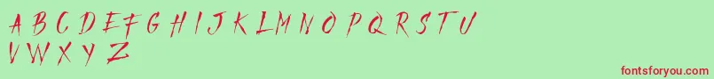 Шрифт MADFAITH   DEMO – красные шрифты на зелёном фоне