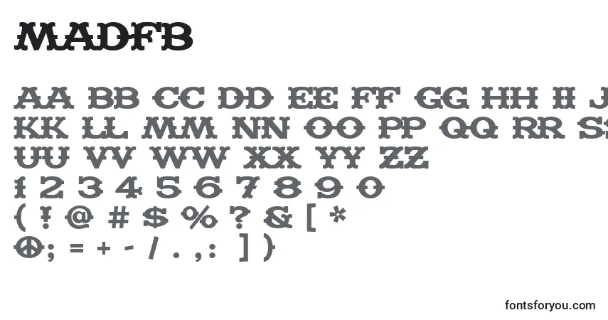 A fonte MADFB    (133281) – alfabeto, números, caracteres especiais
