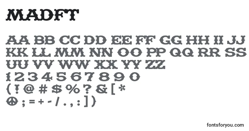 A fonte MADFT    (133283) – alfabeto, números, caracteres especiais