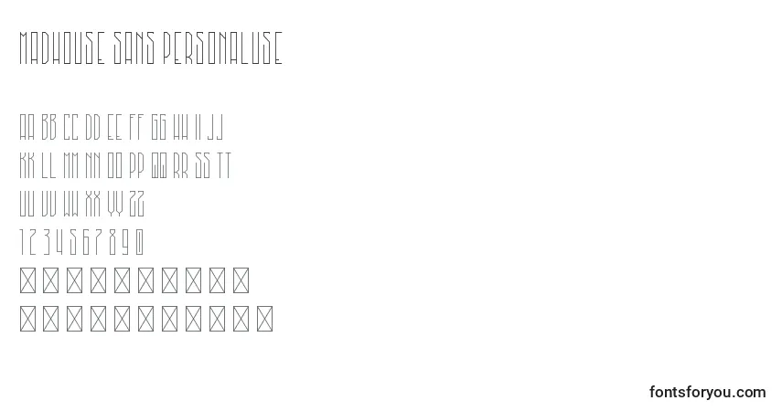 Schriftart MadHouse Sans PersonalUse – Alphabet, Zahlen, spezielle Symbole