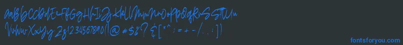 madigel free-Schriftart – Blaue Schriften auf schwarzem Hintergrund