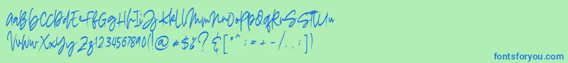 madigel free Font – Blue Fonts on Green Background