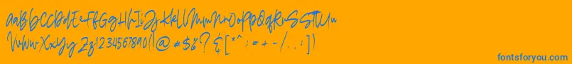 madigel free-Schriftart – Blaue Schriften auf orangefarbenem Hintergrund
