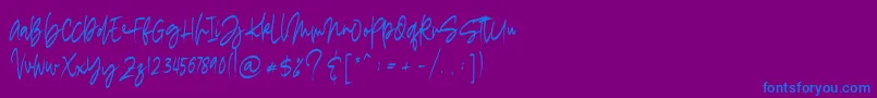 madigel free Font – Blue Fonts on Purple Background