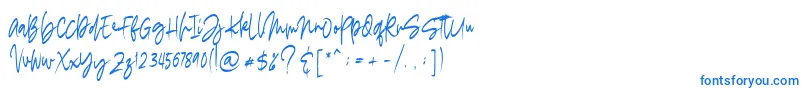 フォントmadigel free – 白い背景に青い文字