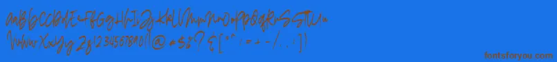 フォントmadigel free – 茶色の文字が青い背景にあります。