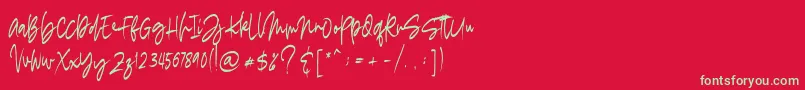 フォントmadigel free – 赤い背景に緑の文字