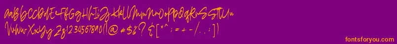 フォントmadigel free – 紫色の背景にオレンジのフォント
