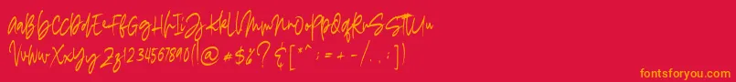フォントmadigel free – 赤い背景にオレンジの文字