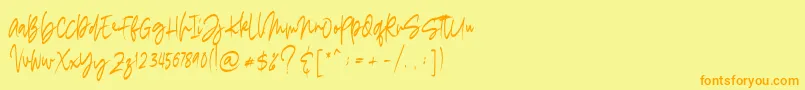 フォントmadigel free – オレンジの文字が黄色の背景にあります。