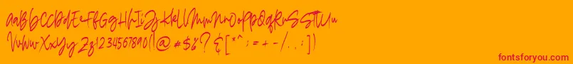 madigel free-Schriftart – Rote Schriften auf orangefarbenem Hintergrund