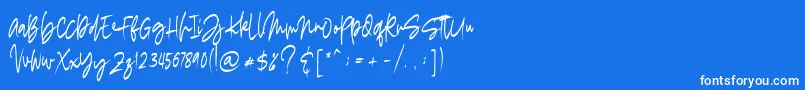 madigel free-Schriftart – Weiße Schriften auf blauem Hintergrund