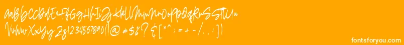 madigel free-Schriftart – Weiße Schriften auf orangefarbenem Hintergrund