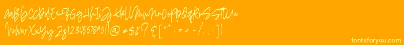フォントmadigel free – オレンジの背景に黄色の文字