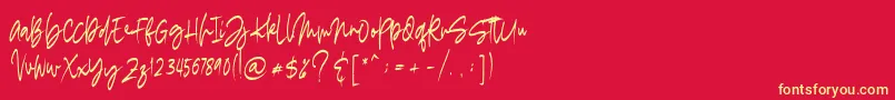 madigel free Font – Yellow Fonts on Red Background
