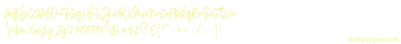 madigel free-Schriftart – Gelbe Schriften auf weißem Hintergrund