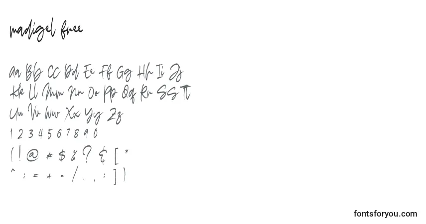 Schriftart Madigel free (133288) – Alphabet, Zahlen, spezielle Symbole