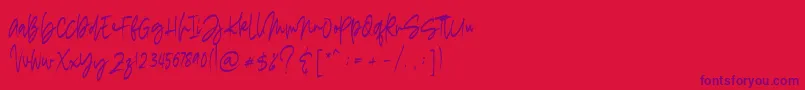 madigel free-Schriftart – Violette Schriften auf rotem Hintergrund
