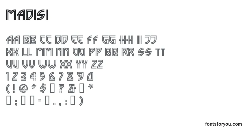 A fonte MADISI   (133289) – alfabeto, números, caracteres especiais