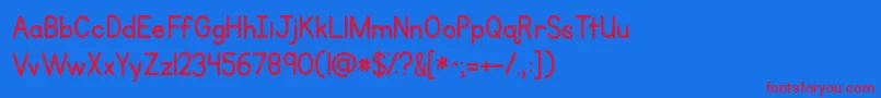 フォントKgprimarypenmanship – 赤い文字の青い背景