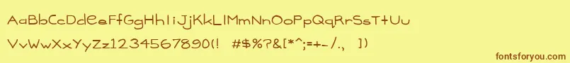 フォントMadison – 茶色の文字が黄色の背景にあります。