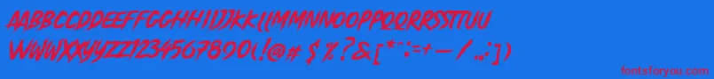 Madjoe Font – Red Fonts on Blue Background