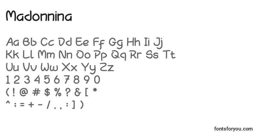 Czcionka Madonnina – alfabet, cyfry, specjalne znaki