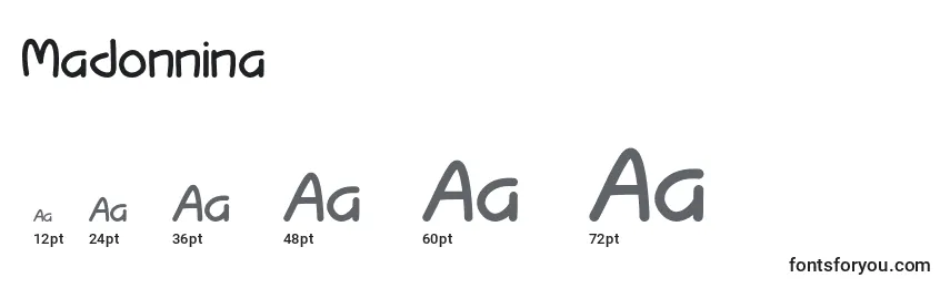 Размеры шрифта Madonnina