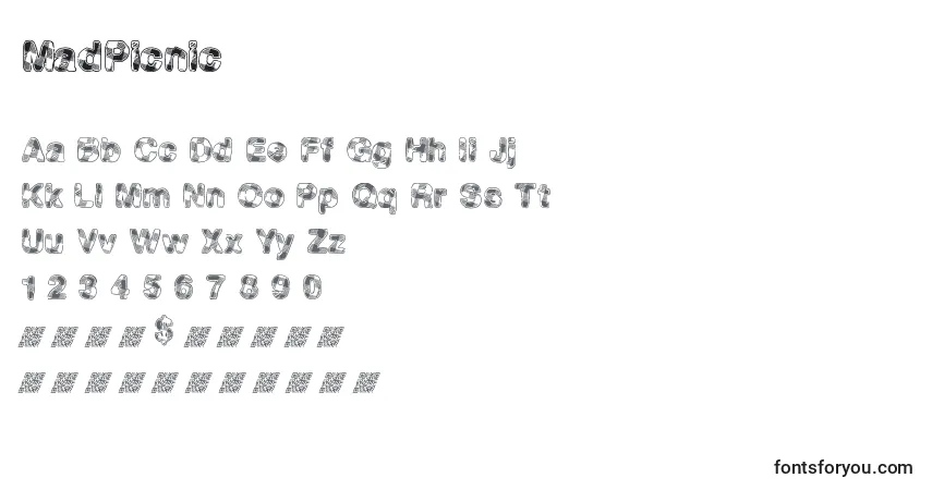 Fuente MadPicnic - alfabeto, números, caracteres especiales